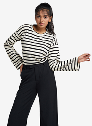 Striped Oversized Long Sleeve Top