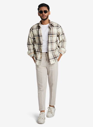 Premium Classic Cream Checked Corduroy Jacket