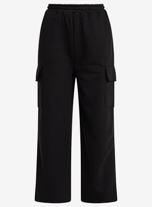 Premium Wide Leg Cargo Joggers - Astro Black