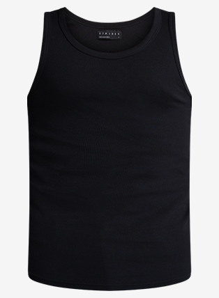 Mens Black Ribbed Vest Top