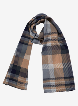 Printed Plaid Brown & Blue Light Scarf