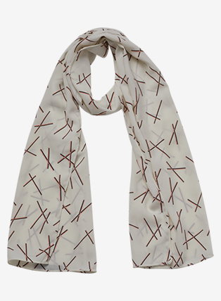 Printed Crimson Streaks White Light Scarf