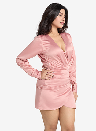 Draped Fitted Mini Dress in Blush Pink