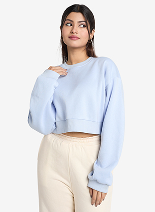 Cropped Sweatshirt in Powder Blue