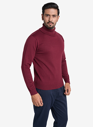 Signature "Harry Styles" Turtleneck Sweater In Burgundy