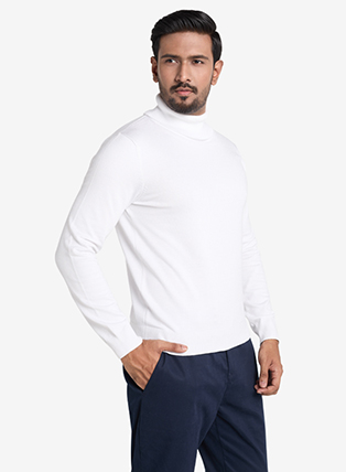 Signature "John Lennon" Turtleneck Sweater In White