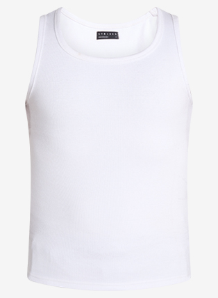 Mens White Ribbed Vest Top