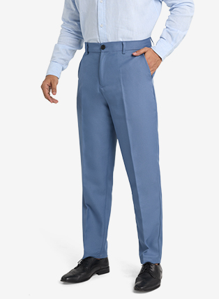 Premium Steel Blue Textured Formal Trousers