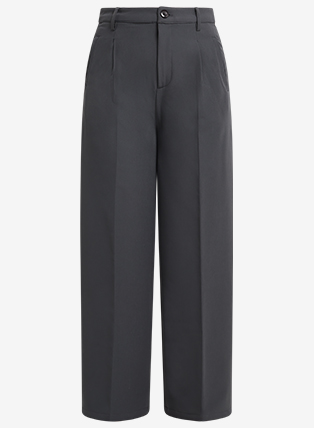 Premium Grey High-Waist Pleated Wide Leg Trousers