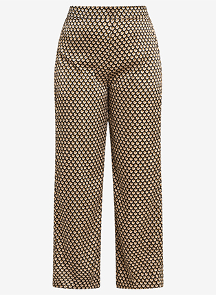 Geometric Printed Silk Wide Leg Trousers
