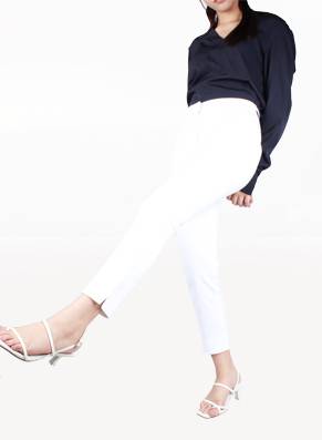 Strides White High-Rise Cropped Trousers