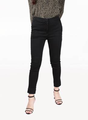 Strides Black High-Rise Cropped Chino Trousers