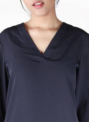 11/12 Midnight Blue Long Sleeve Woven Top