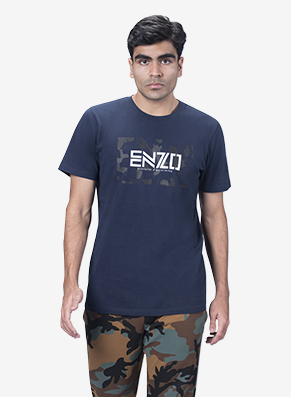 Enzo Camo Graphic Tee in Blue