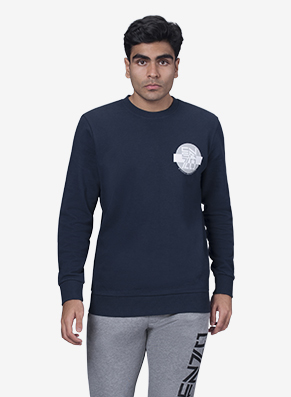 Enzo Classic Crew Neck Sweat in Navy Blue