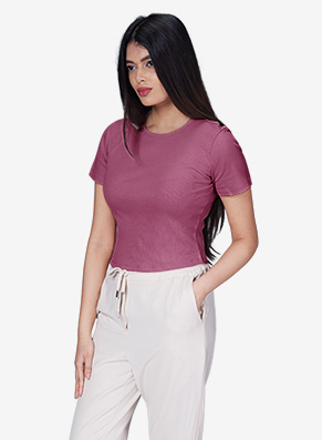 Strides Ribbed Crop Top - Red Violet