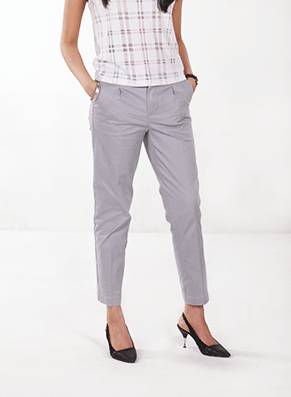 neutral grey high-rise chino