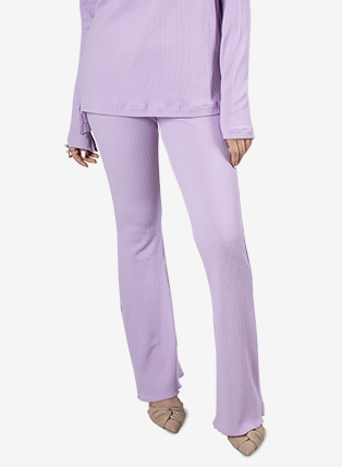Lavender Ribbed Flared Pant