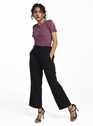 MAHAL Black Straight Fit Trousers