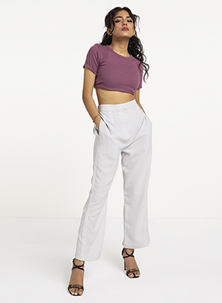 MAHAL White Straight Fit Trousers
