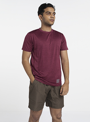 ENSO Maroon half-sleeve sports top