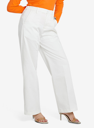 White Wide Leg High-Waist Trousers