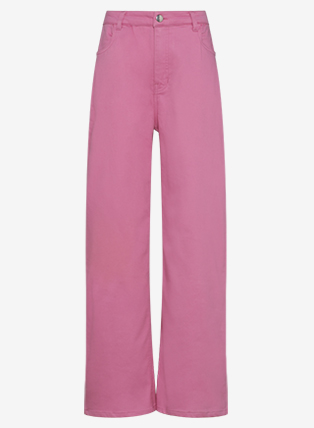 Wide Leg High-Waist Trousers in Barbie Pink