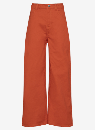 Wide Leg High-Waist Trousers In Orange Soda