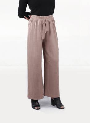 SCO W Ribbed Flared Trousers in Taupe