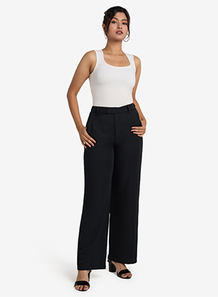 Black High-Waist Wide Leg Trousers
