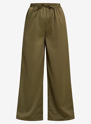 Olive Matte Satin Trousers (Co-ord)