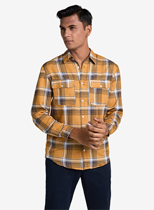 Mustard Checked Long Sleeve Shirt