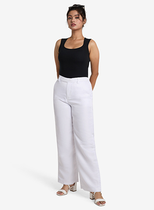 White High-Waist Wide Leg Trousers