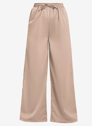 Wide Matte Satin Trousers In Nude Pink (Co-Ord)