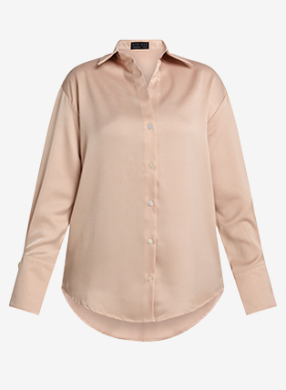 Relaxed Matte Satin Shirt in Nude Pink (Co-Ord)