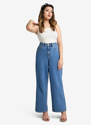 TWILLS Kris Wide Leg Mid Blue Jeans