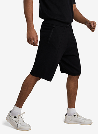Premium Knit Shorts W/ Zip Pockets - Jet Black