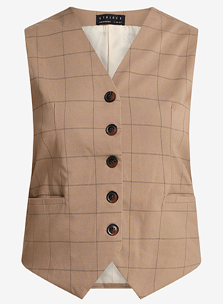 Premium Tailored Brown Checked Waist Coat (Co-ord)