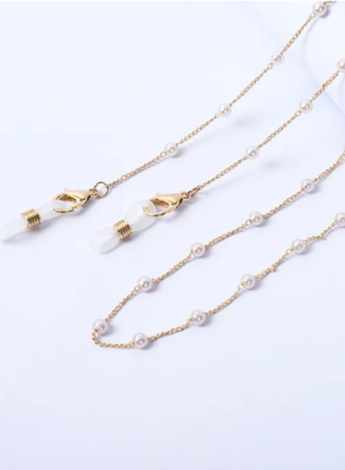 Glasses/Mask Chain - Gold Chain with Pearls