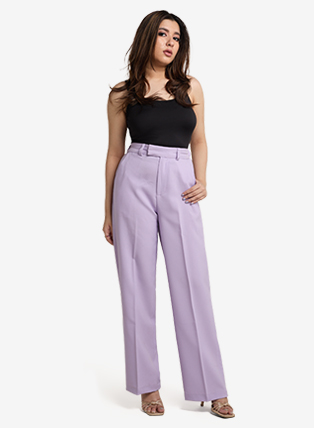 Lavender High-Waist Wide Leg Trousers