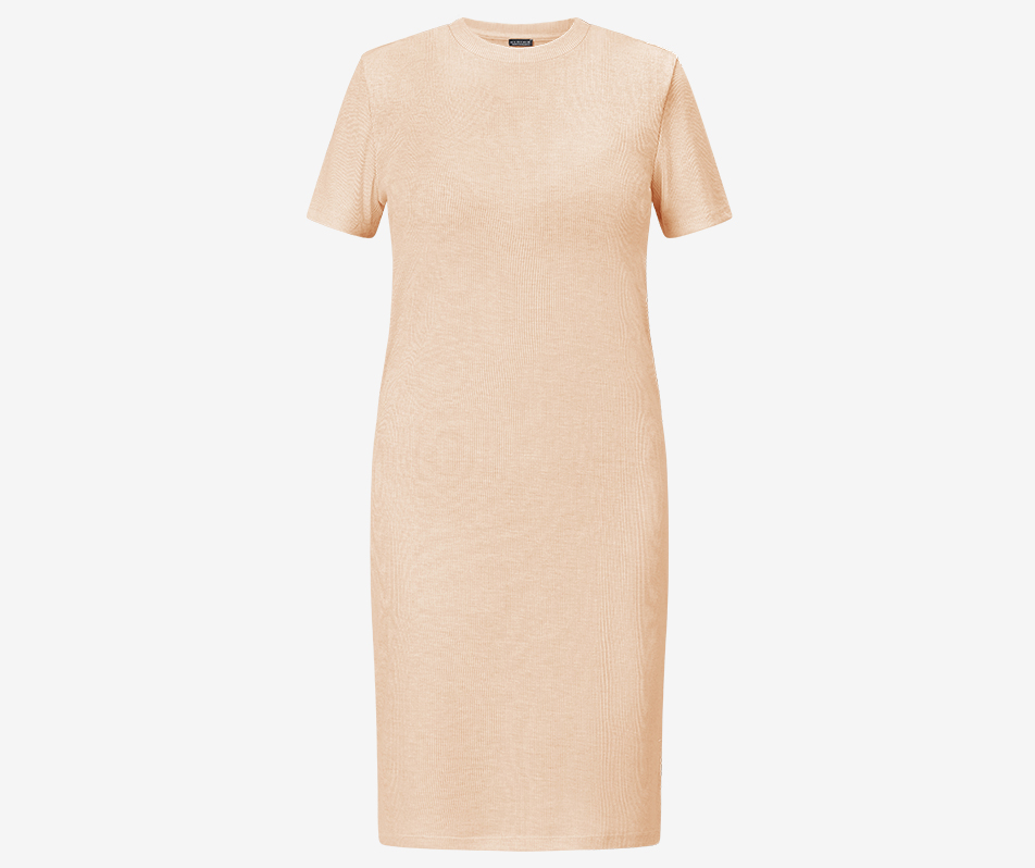 Strides Ribbed Bodycon Dress - Beige | Strides Co