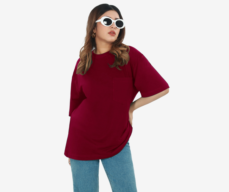 Strides Red Relaxed Drop Shoulder T-Shirt (Unisex) | Strides Co