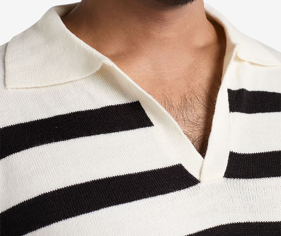【DEARMINE】Olle Stripe Collar Knit Zorro Striped Collar Knit Top – Bambino Bee